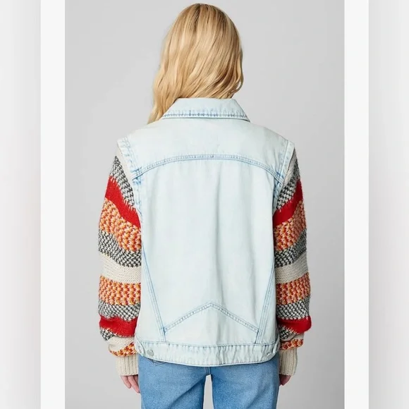 🍂 Blank NYC Denim Knit-Sleeve Jacket - Cozy & Chic!🍂 Size Large BRAND NEW - Picture 6 of 8